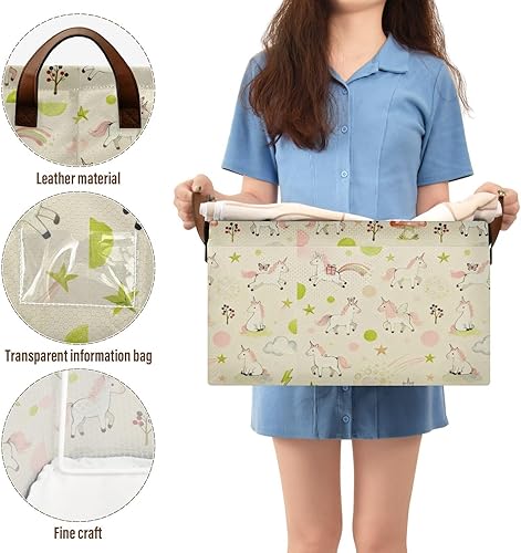 Miniatura 5 de Pink and Green Uncorns Sturdy Storage Basket Large Decorative Organizer with Handles Closet Clothes Organizer for Shelves Closet Books cajas