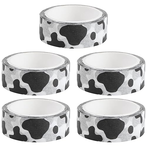 Cinta washi de vaca con estampado de animales, 5 unidades, cintas adhesivas para álbumes de recortes, cintas adhesivas negras y blancas para