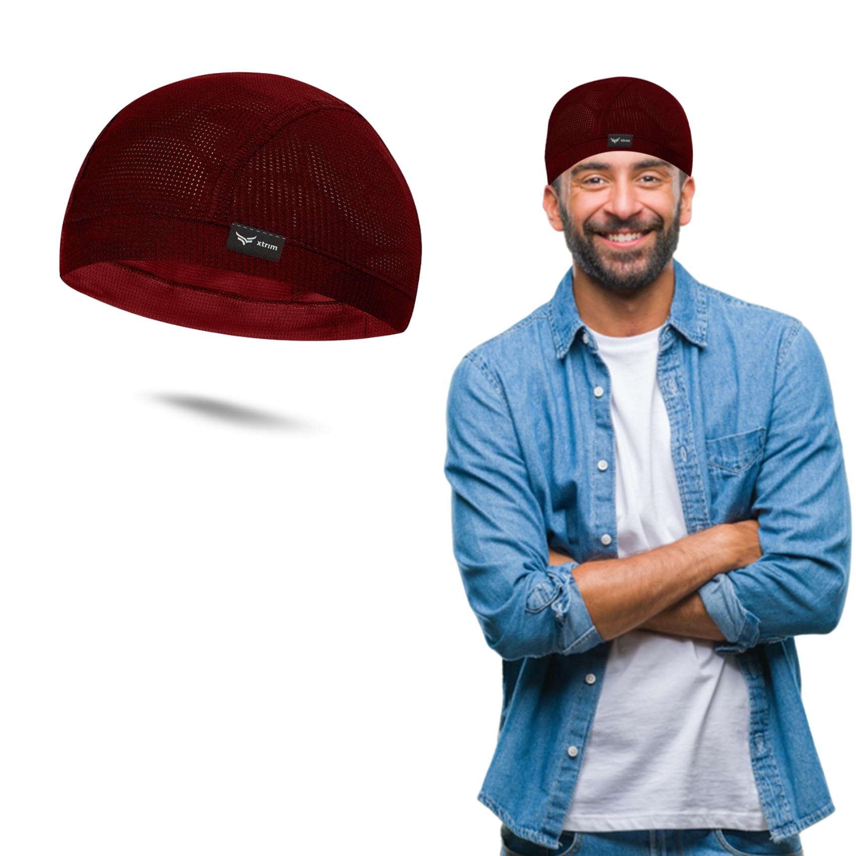 Unisex Helmet Skull Cap for Bikers & Cyclists, Cotton Head Cap, Hair Inner Helmet Cover Cap for Men, Sweat Cooling for Women, Skull Cap for Summer