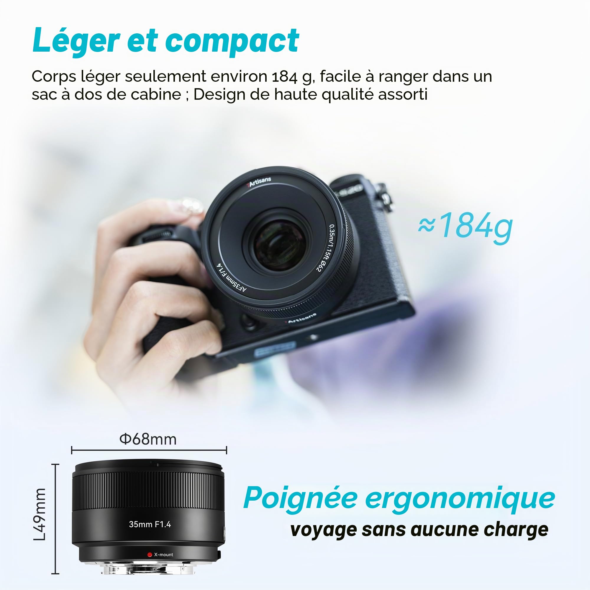 7artisans AutoFocus Objectif 35 mm F1.4 APS-C grand ouverture F1.4 pour appareil photo Fujifilm FX Fuji X-H/T/T30/S/E/A-Série X-H2S X-E3 XT50 Xpro3