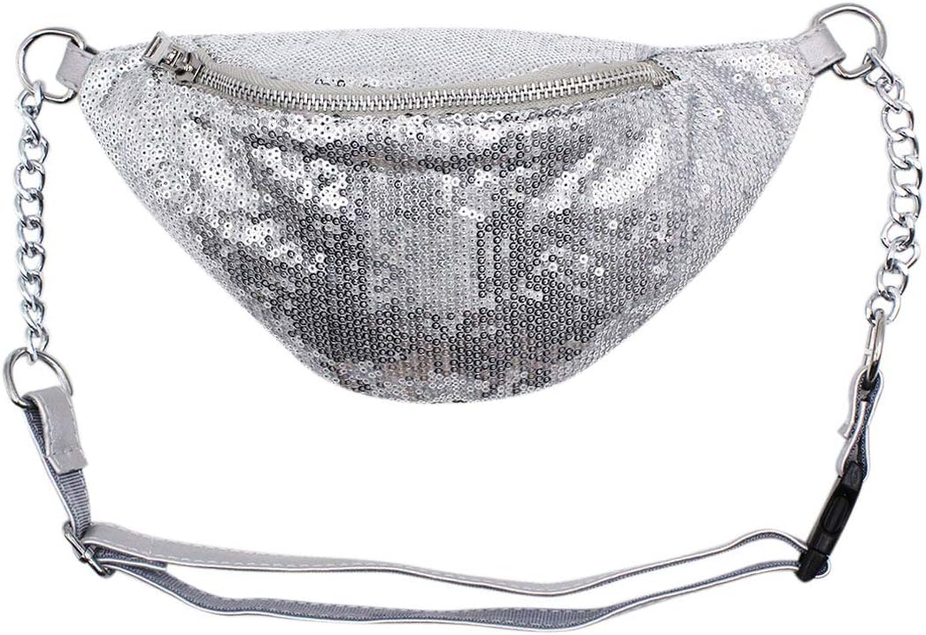 RARITYUSSparkly Sequin Fanny Packs Glitter Waist Bag with Adjustable Strap for Women Girls Unisex