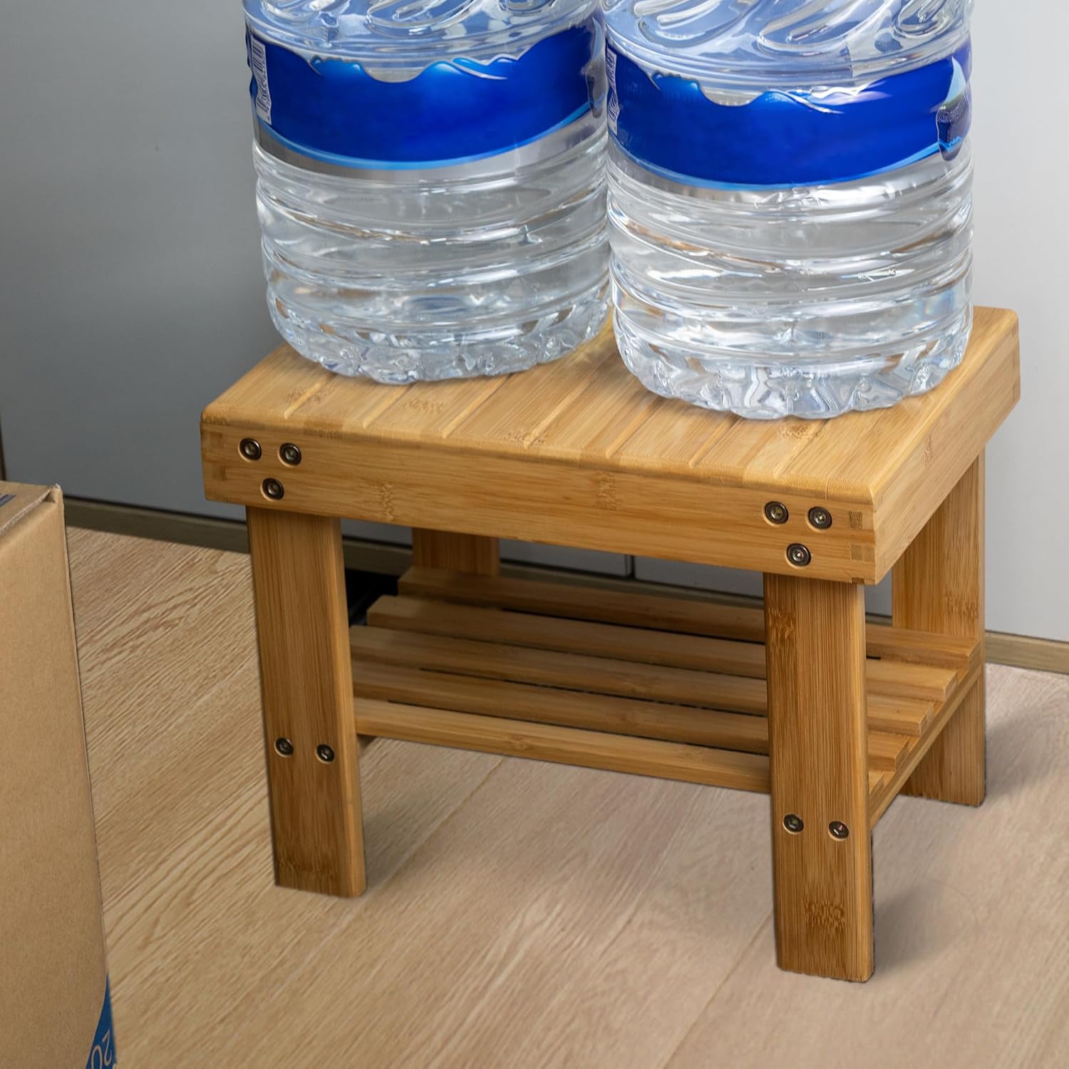 VaeFae Petit Tabouret de siège en Bambou, Repose-Pieds et étagère de Rangement, Durable, léger et antidérapant