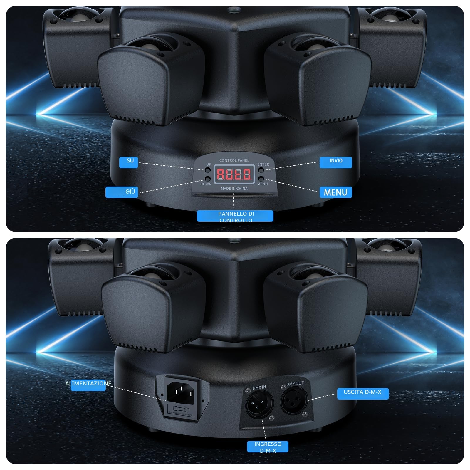 150W Teste Mobili LED con Telecomando RGBW Luci Discoteca 26CH Gobos Beam Moving Head Luci da Palco per DJ Bar Casa Feste Club Palcoscenico