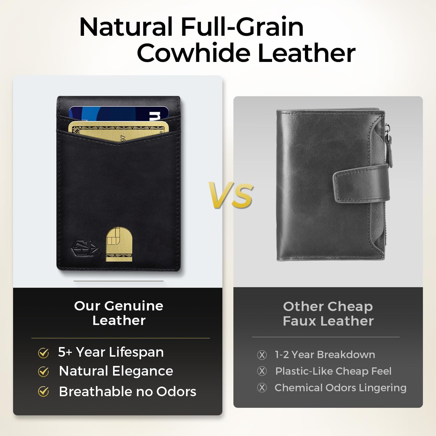 Zitahli Genuine Leather Wallet for Men 12 Card Slim Mens Wallets Bifold RFID Blocking with Money Clip & ID Window Thin Minimalist Card Holder Wallet with Gift Box - Image 7