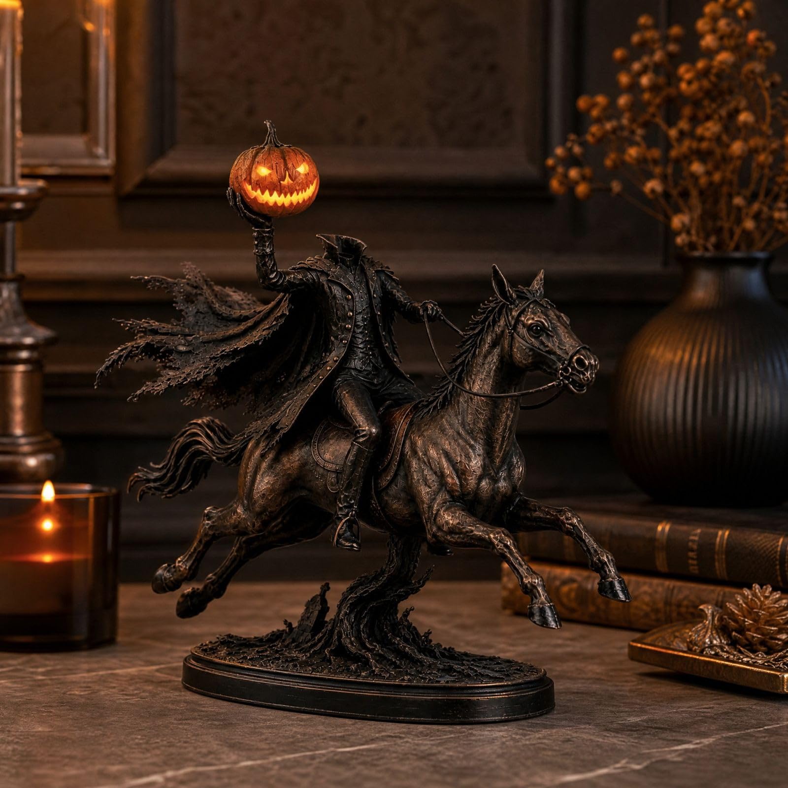 Headless Horseman Statue, Light Up Headless Horseman Riding Horse Statue