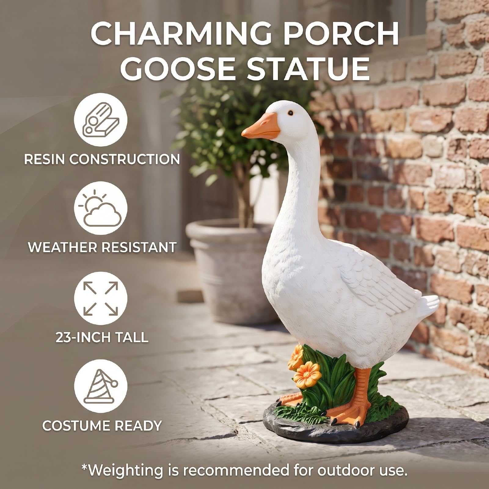 Oca da Giardino 58cm, Statua Resina Decorazione Umoristica per