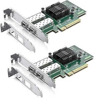 10Gtek 10Gb PCI-E NIC Network Card, Dual SFP+ Port,with Intel 82599ES Controller,PCI Express Ethernet LAN Adapter Support Windows Server/Linux/VMware,Compare to Intel X520-DA2(E10G42BTDA),2-Pack