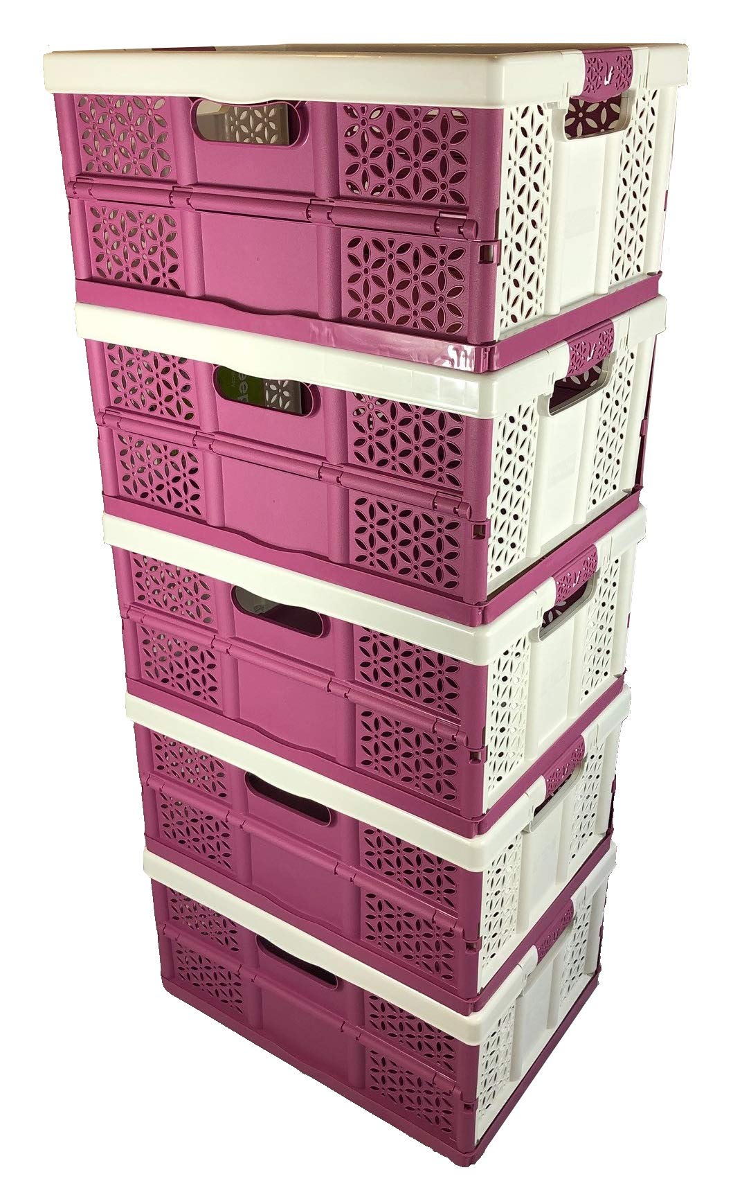 Buy 5 x 32 Litre Extra Strong Folding Plastic Stacking Storage Crates