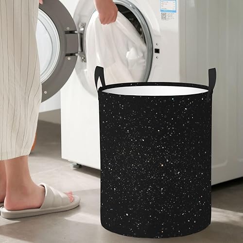 Miniatura 7 de Cesta circular con estampado de purpurina negra, cesta organizadora de almacenamiento impermeable, cesta de lavandería con asas para ropa, juguetes
