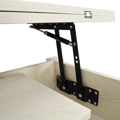 Miniatura 58 de Mesa de centro moderna con 2 cajones de almacenamiento y estantes de exhibición, mesa de cóctel rectangular con luces LED de 16 colores, ideal para