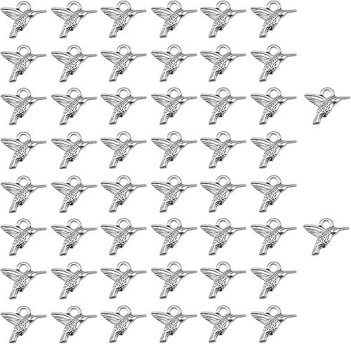 Miniatura 1 de 50 dijes pequeños de colibrí de aleación, mini dijes de colibrí, aleación 3D, dijes de esmalte de colibrí para aretes, collar, pulsera, llavero,