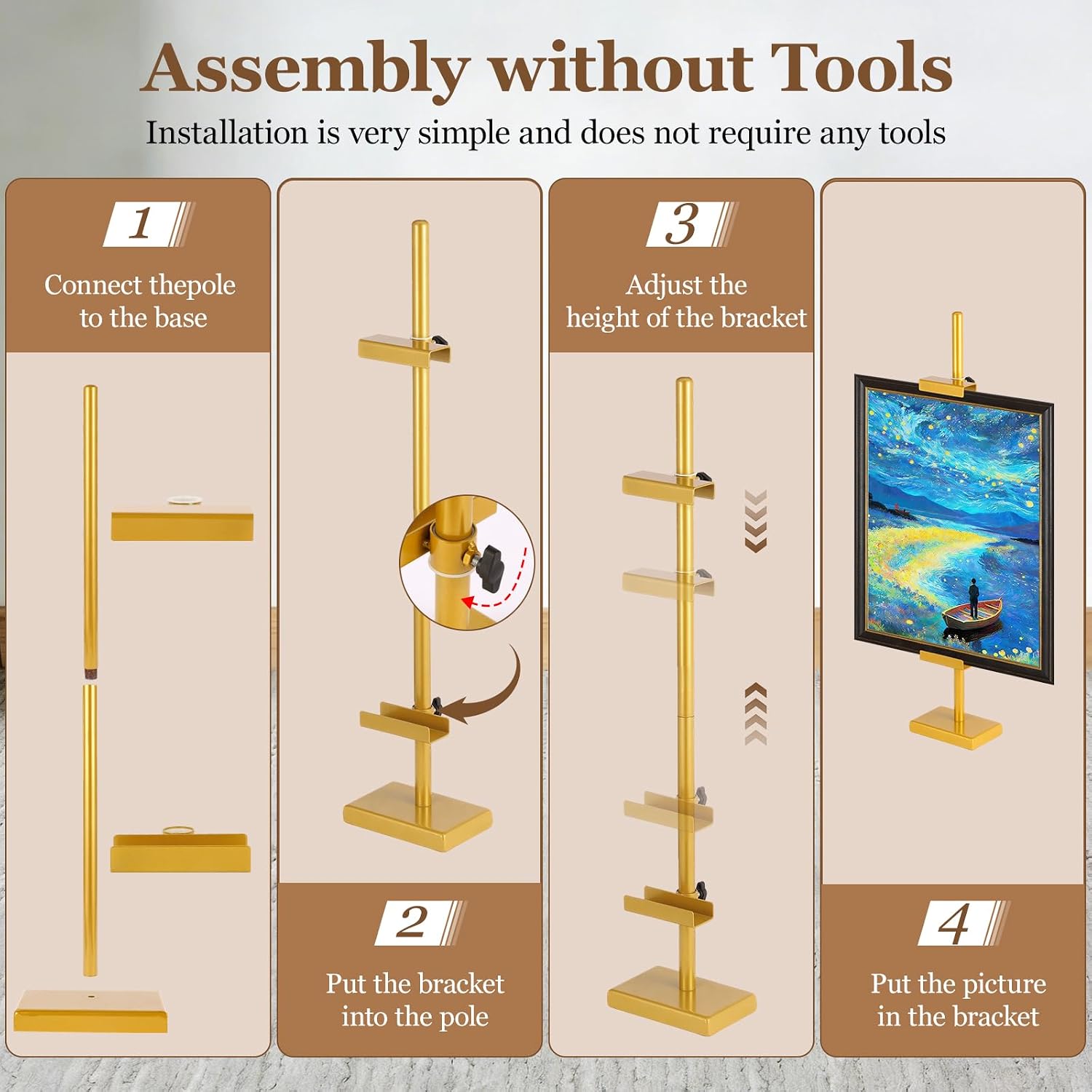 30'' Adjustable Tabletop Easel Stand, Gold Easel for Display image 5