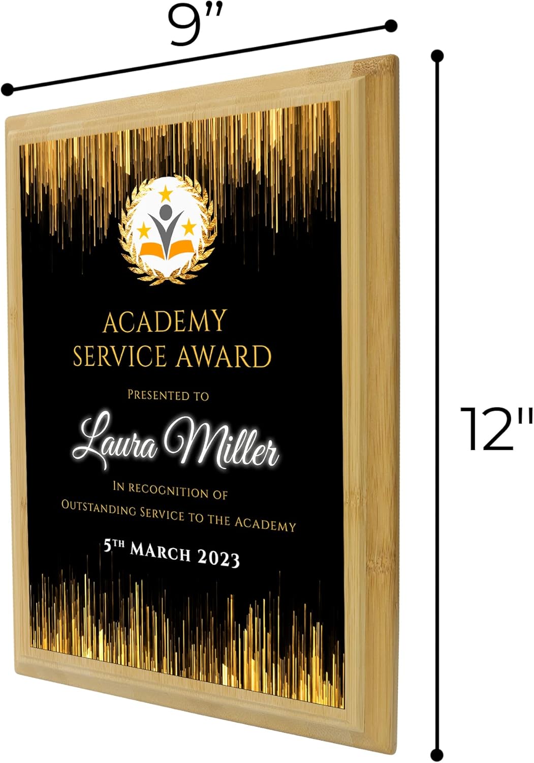 9" x 12" Custom Wall Plaque for Awards and Recognition, Genuine Bamboo Plaque With Keyholed Back For Vertical and Horizontal Hanging, Personalized Plaque for Office Wall Decor (Design A)