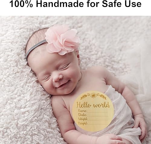 Miniatura 8 de Letrero de anuncio de nacimiento de 6 pulgadas con texto en inglés Hello World para recién nacido, letrero de anuncio de bienvenida para baby shower