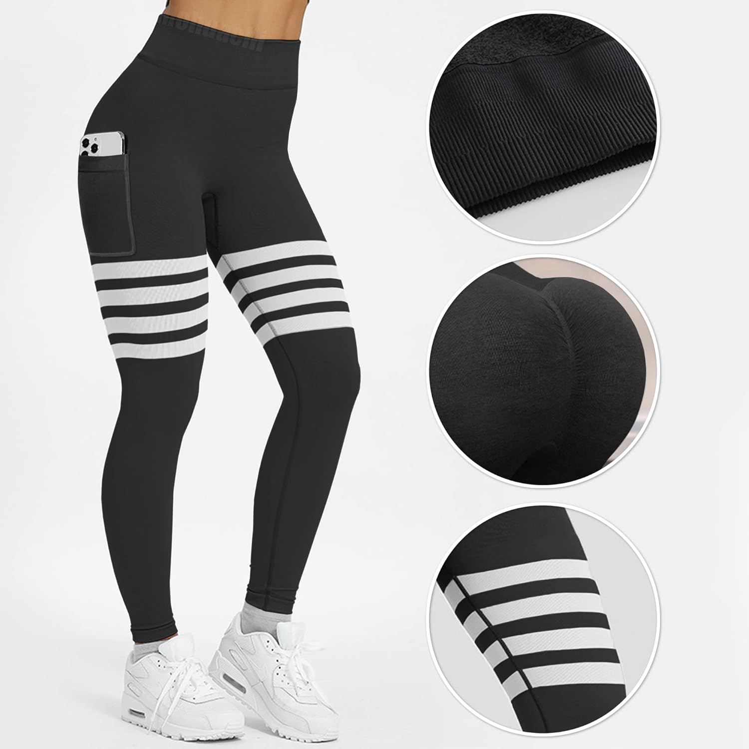 MOHUACHI High Waisted Leggings for Women Tummy Control Butt Lifting Yoga Pants Workout Compression Tights - Image 5