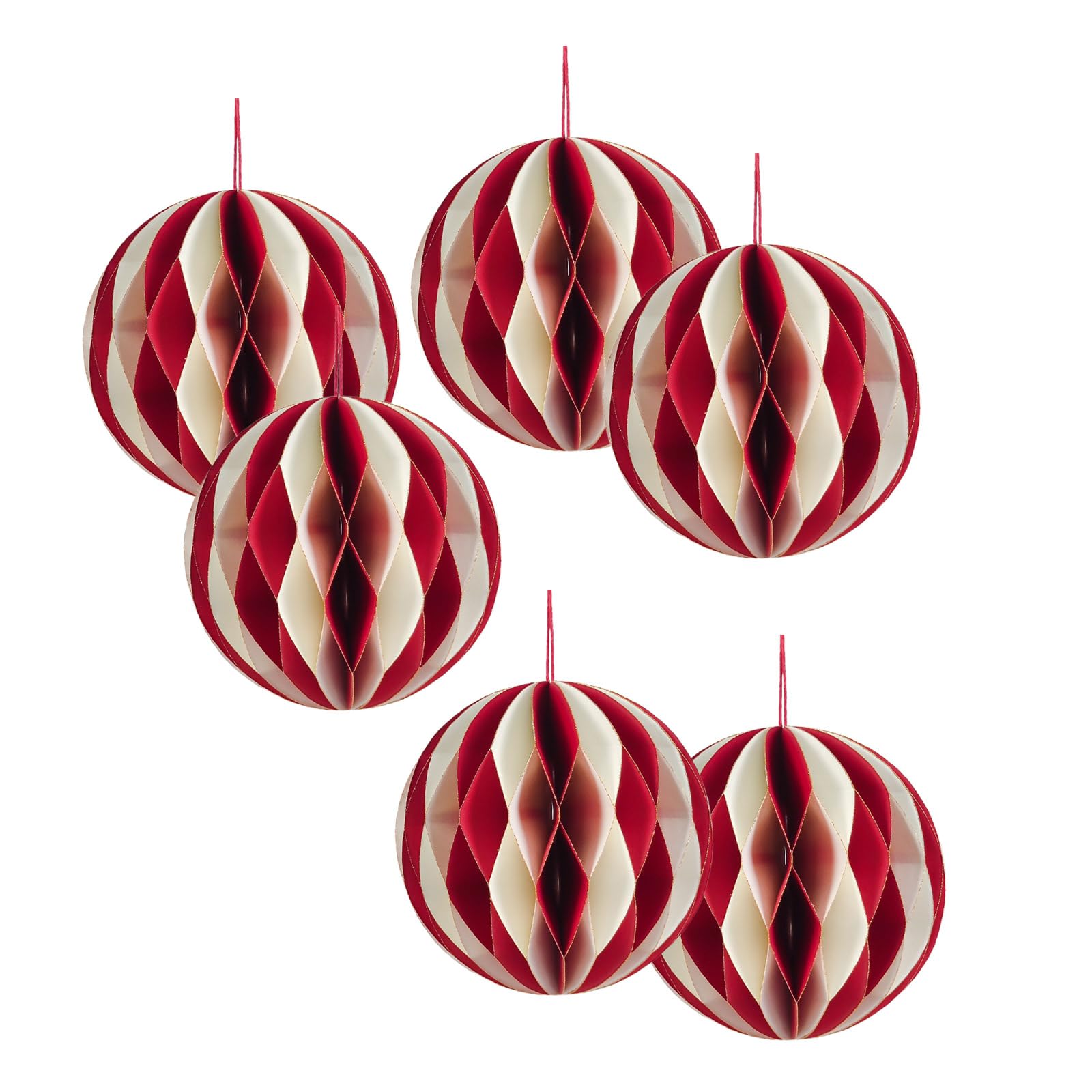 Kalttoy Of 6 Festival Paper Ornament Round Sphere for Christmas Tree and Party Decoration Hanging Adorment Tree Accessories