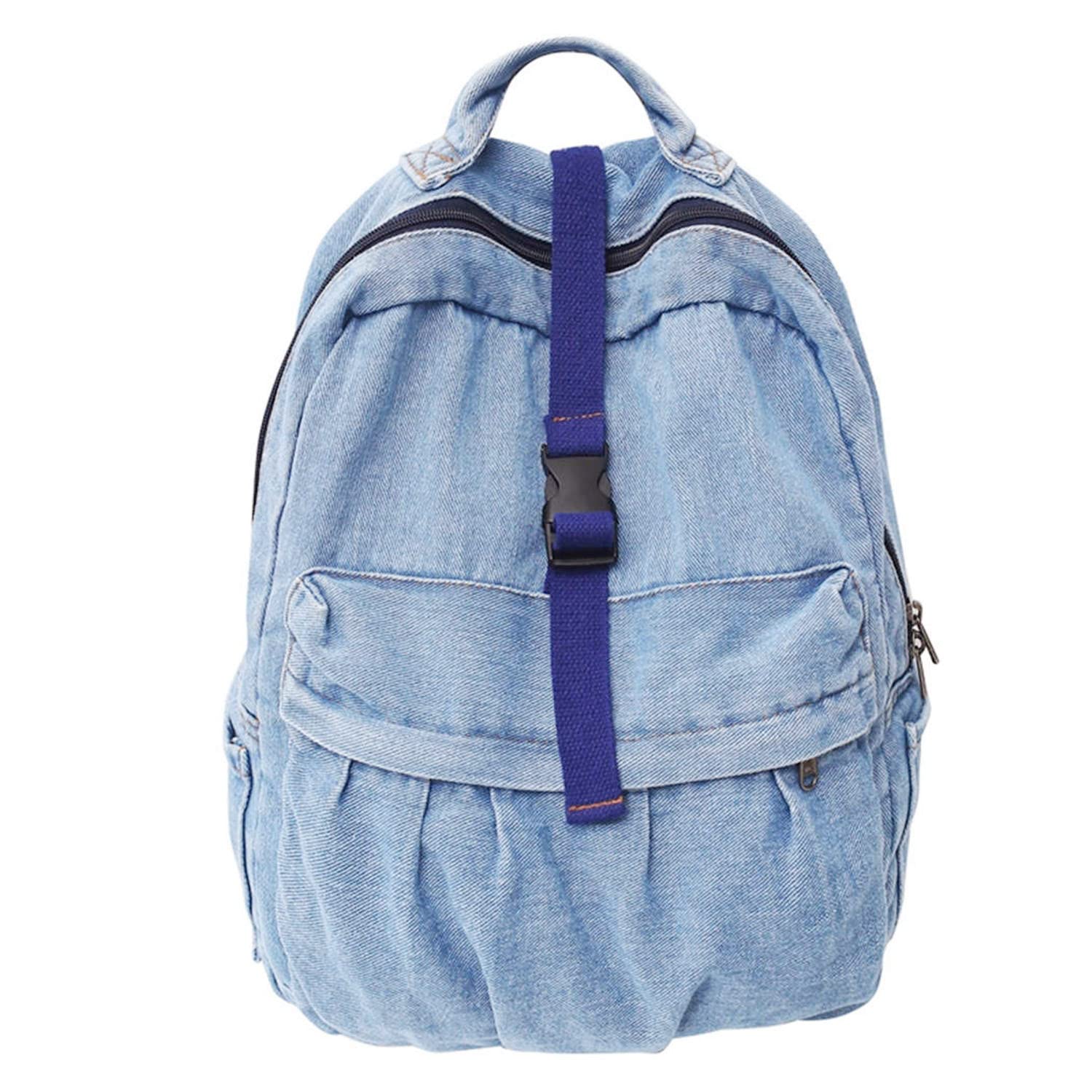 MaxxCloud Vintage Denim Laptop Backpack Casual Canvas Daypack Handbag Purse Lightweight Rucksack Shoulder Bag
