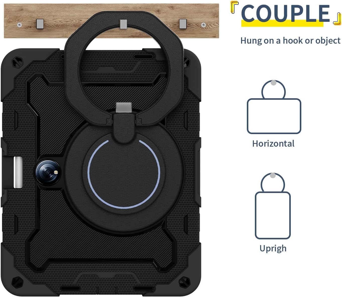 Tablet Case Compatible with OnePlus Pad/Pad 2 11.6 inch 2023 with Pencil Holder,Rugged Heavy Duty Protective Case W 360° Rotating Handle Stand+Shoulder Strap(Black)