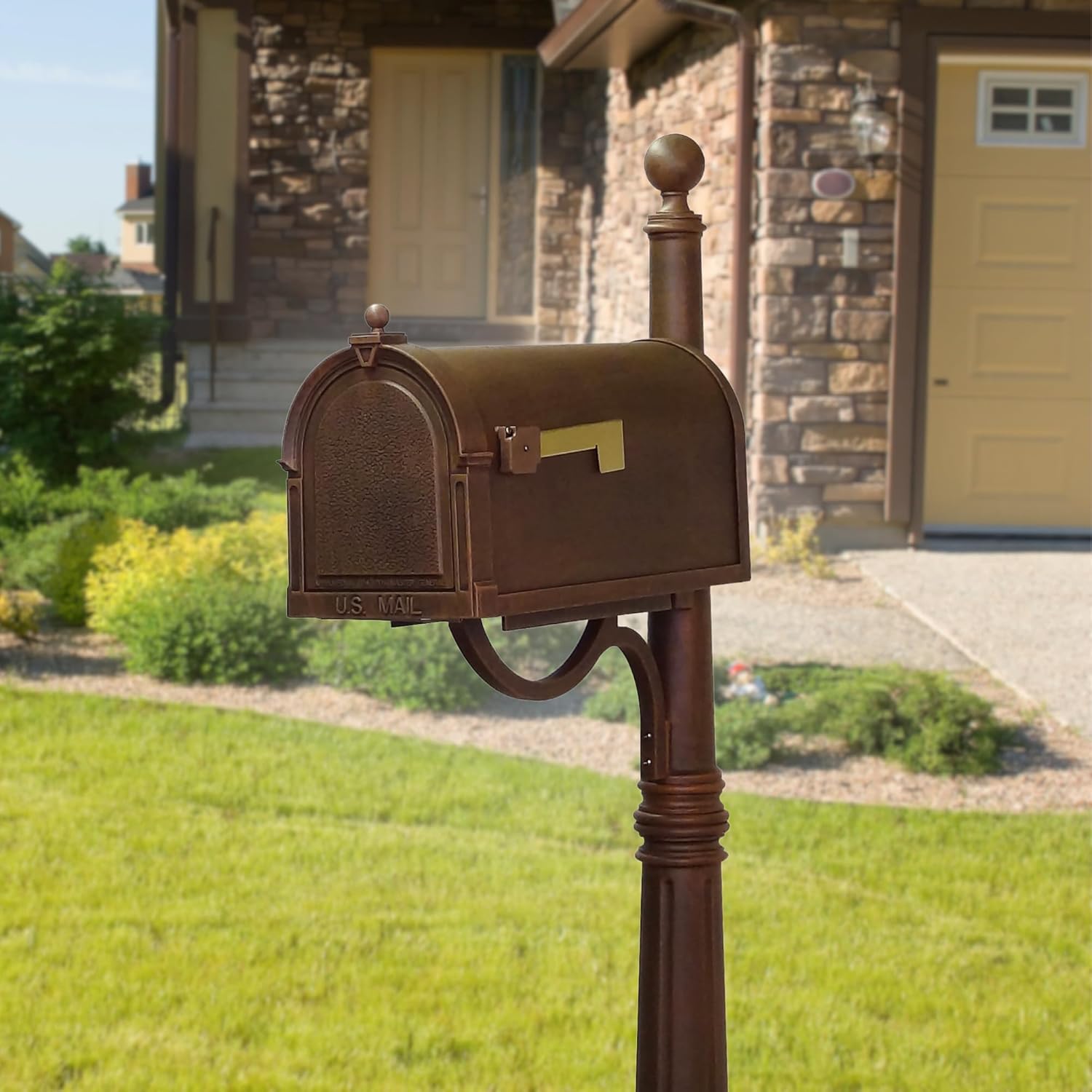 Special Lite Berkshire Curbside Mailbox - Copper Aluminum Mailbox for Post Mount - SCB-1015-CP