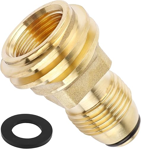 Adaptador de propano POL a QCC1, adaptador de tanque de propano de latón que convierte la válvula de servicio de tanque POL LP a manguera o