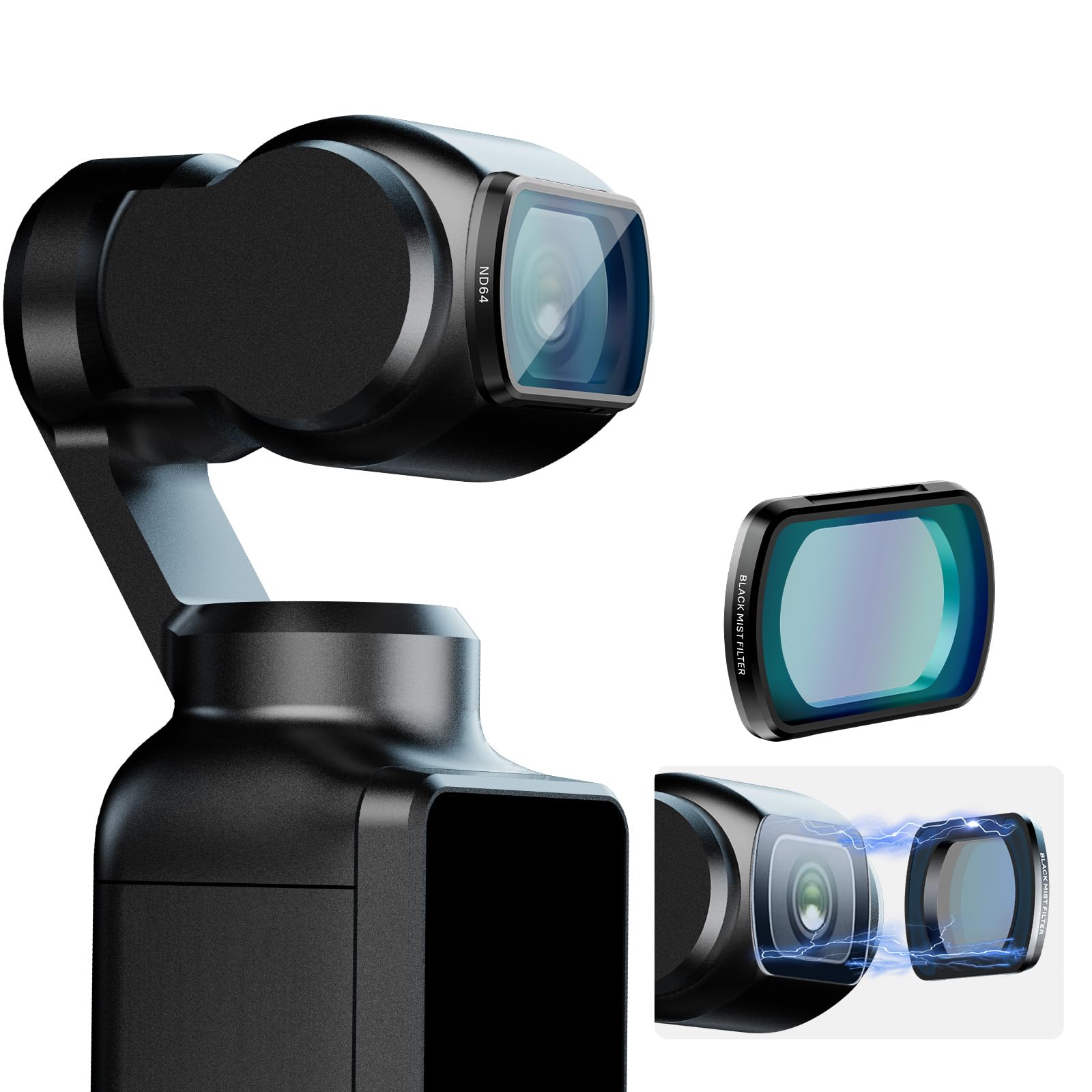 Ulanzi 1/4ブラックソフトフィルター Pocket3用フィルター 磁気吸着 光学ガラス 多層ナノコーティング アクションカメラレンズアクセサリー 撥水防汚 アルミ枠 軽量 1枚入り PK-01