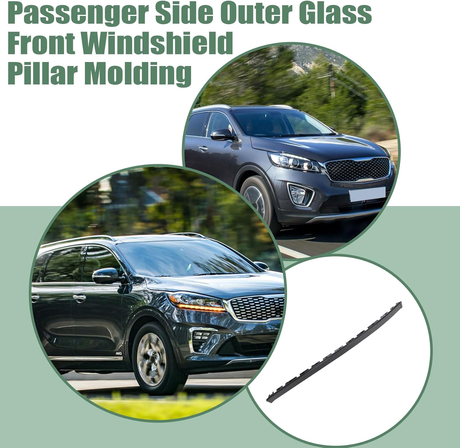 Passenger Side Outer Glass Front Windshield Pillar Molding Compatible with KIA Sorento 2011 2012 2013 2014 2015 Replace 86132-2P010 861322P010