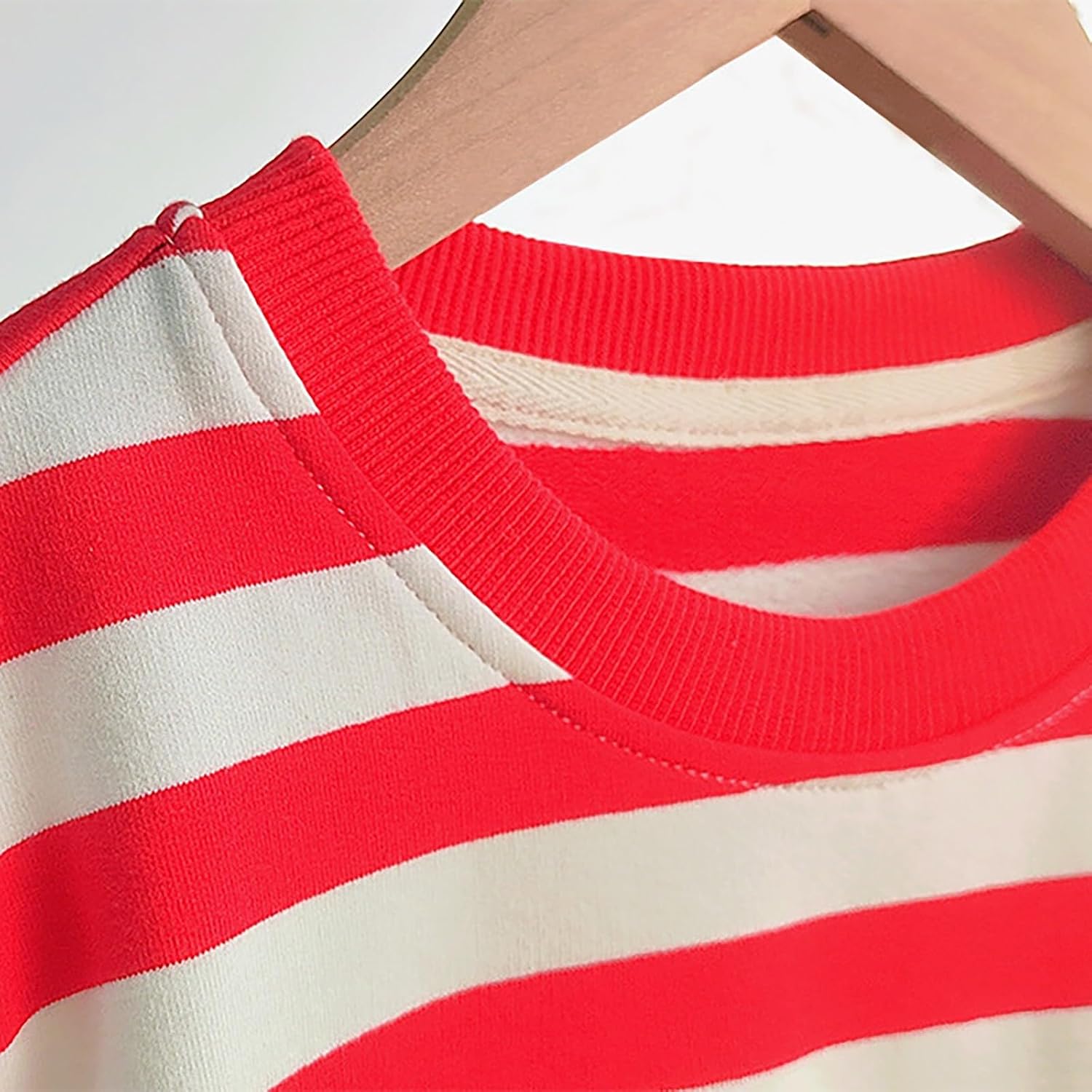 Toddler Kids Striped Crewneck Sweatshirts Girls Boys Long Sleeve Casual Pullover Tops Soft Color Block Sweater Preppy Shirts