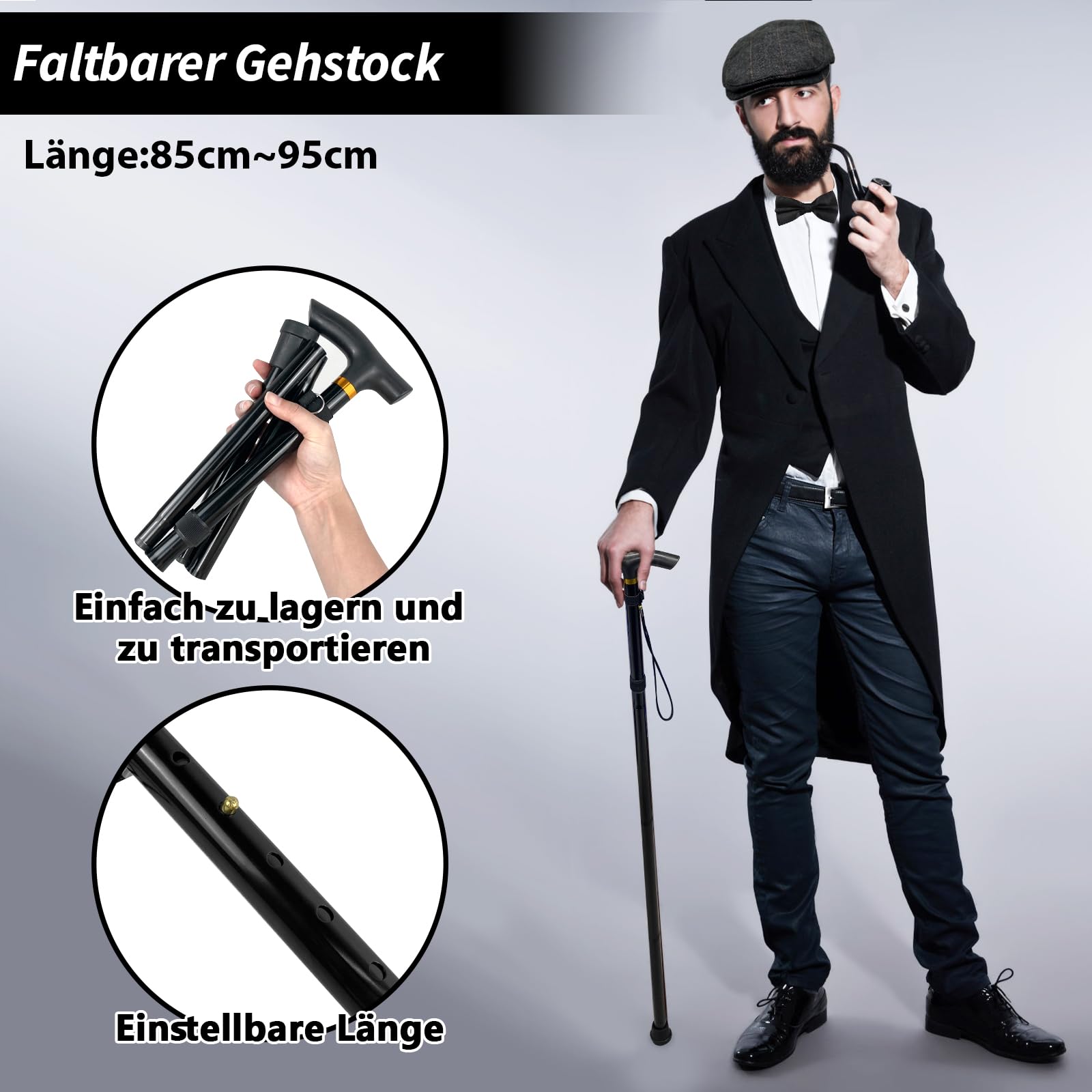 Grantop 1920s Jahre Herren Accessoires, 20er Gangster Kostüm, Herren Accessoires Mafia Gatsby Kostüm Set, Weste Fedora Hut Schnurrbart für Mann Karneval Fasching Halloween Cosplay