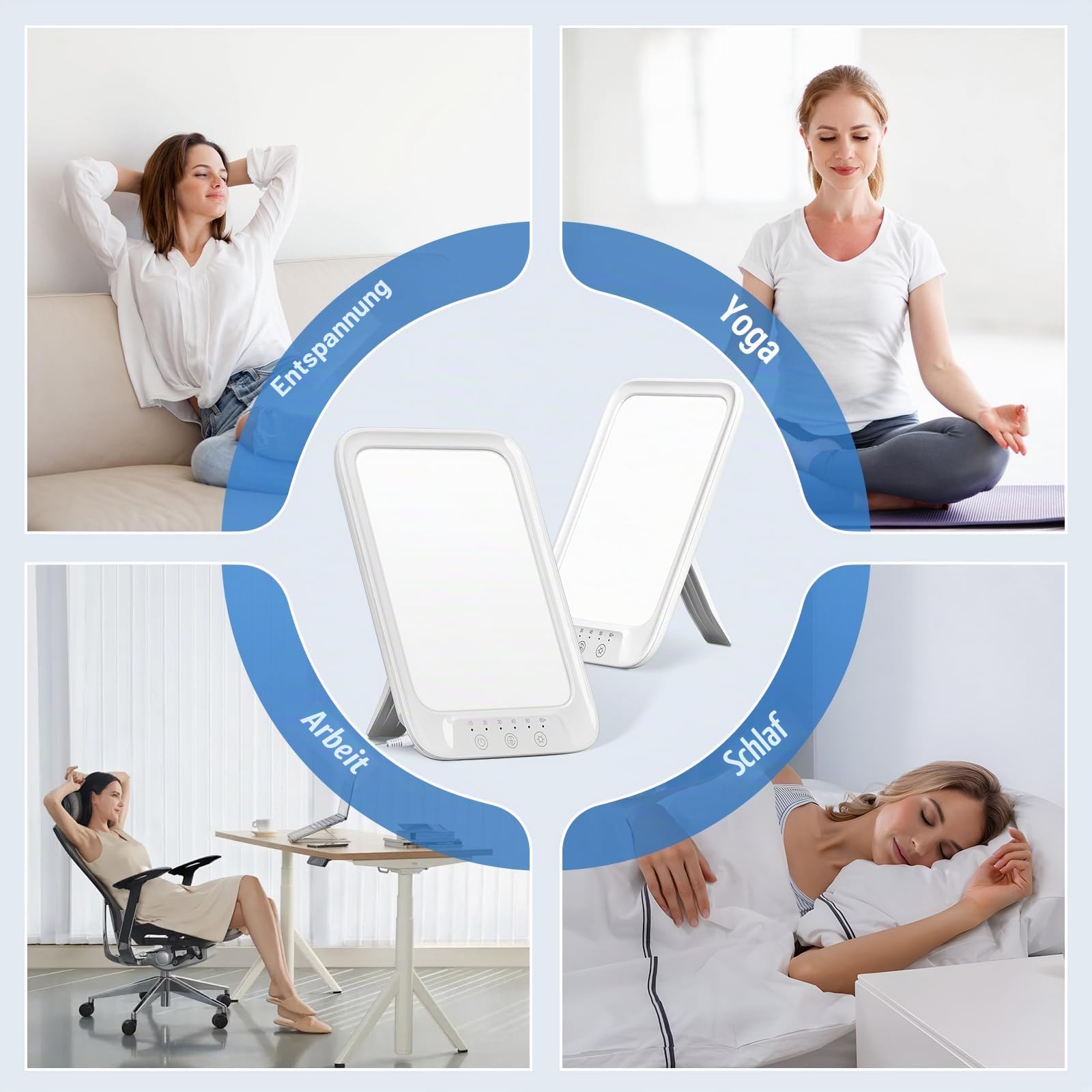 NIKYJM Tageslichtlampe 25000 Lux, Lichttherapielampe mit 3 Farbtemperaturen, 10 Helligkeitsstufen und 6 Timer, UV-freie LED Lichttherapielampe Tageslicht, Touch-Control Sonnenlicht Lampe, Weiß
