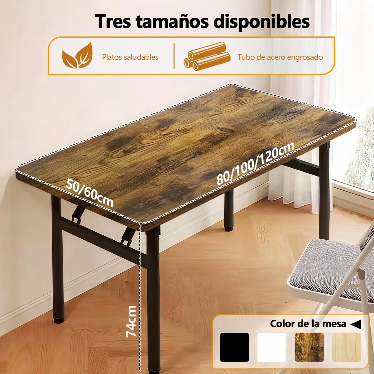 Escritorio de computadora Moderno Mesa de Trabajo sin ensamblaje, Mesa de Estudio Plegable ahorradora de Espacio para Sala de Estudio, Dormitorio, Oficina en casa