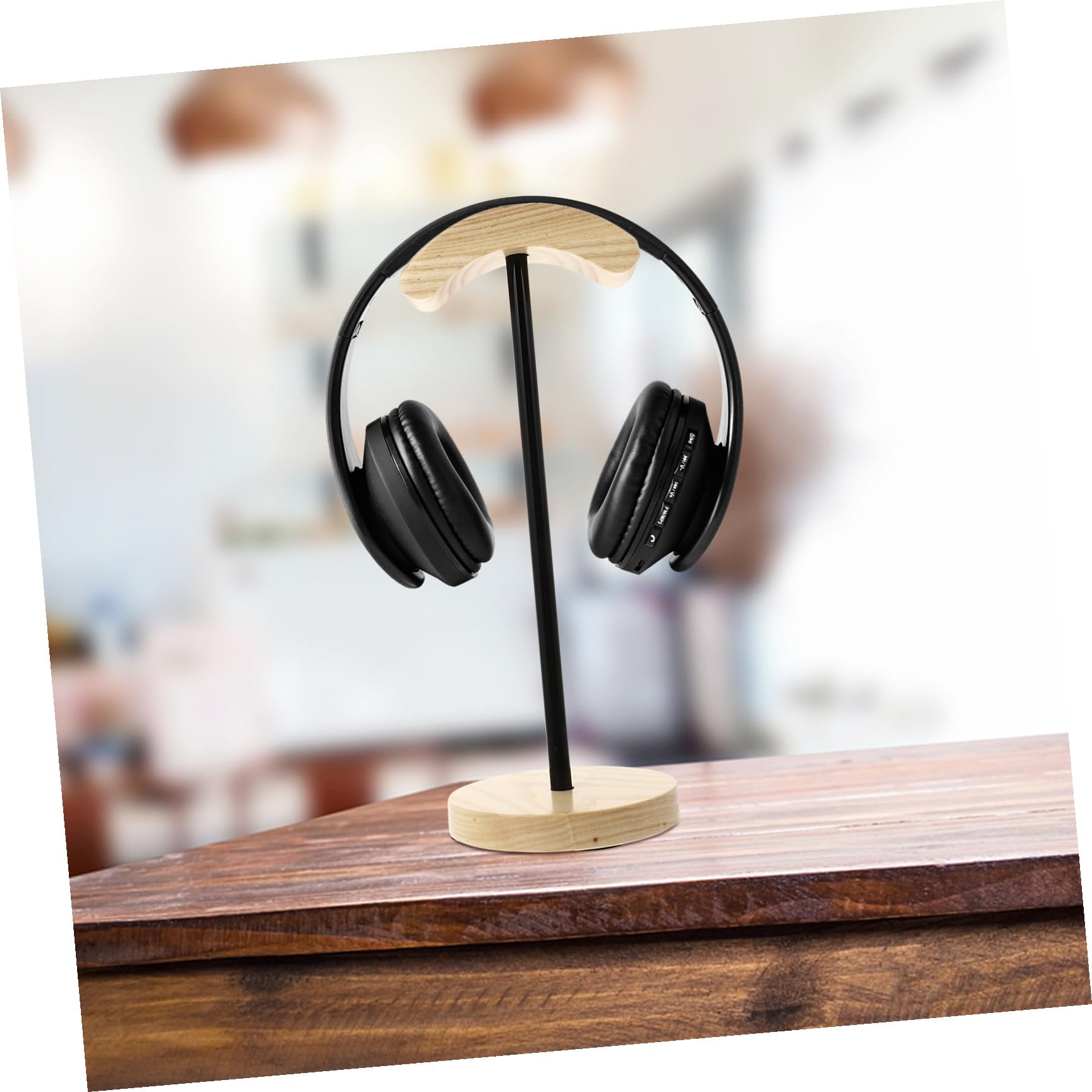 jojofuny Supporto Per Cuffie Legno Stand Per Headset Gaming Porta Cuffie Stabile Con Design Ad Supporto Da Tavolo Per Casa e Negozio