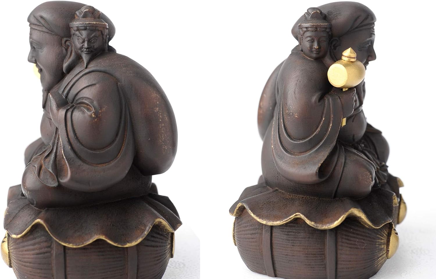 ≪圓徳院公認≫豊臣秀吉 三面大黒天 small（木製：桧）＿仏像 フィギュア