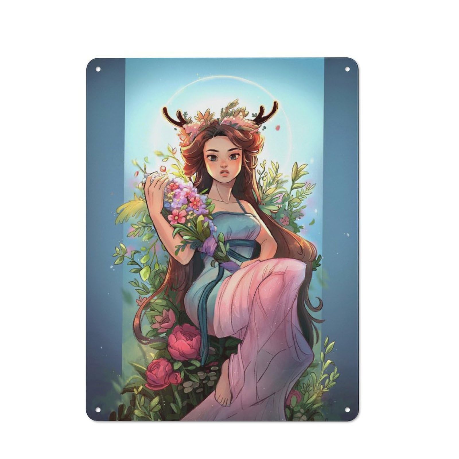 Junmoney Persephone Maiden Vintage Metal Sign 40X30cm, Shop Front Style Cafe Wall Decor For Coffee Bar, Small Shop Or Dining Room