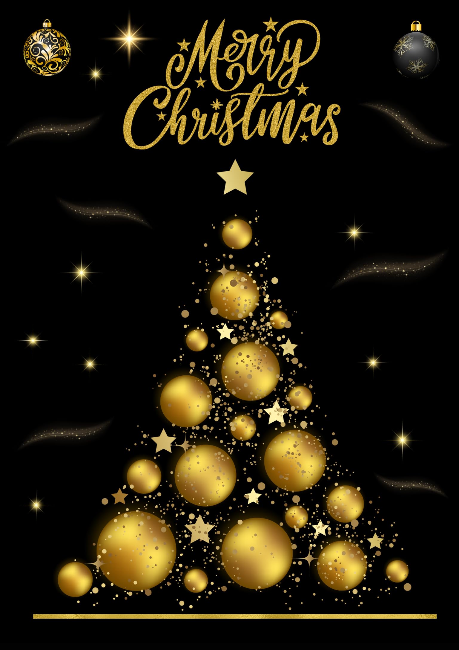 Amazon.com: Black and Gold Christmas Cards - 12 Black Holiday