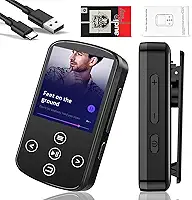 MP3 Music Player MP3 Player Bluetooth Música Digital Portátil Bluetooth FM Som sem Perdas HiFi Suporte TF Card de Até 128 GB Preto(Função de clipe traseiro)-FBA GN-641