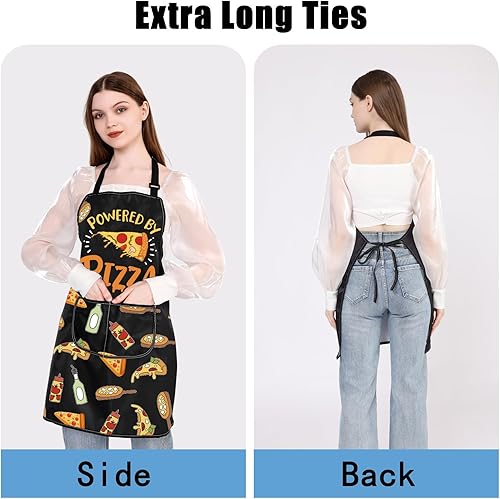 Miniatura 5 de JXGZSO Delantal de pizza motorizado para amantes de la pizza, delantal ajustable alimentado por pizzería, delantal de cocina de chef delantal para
