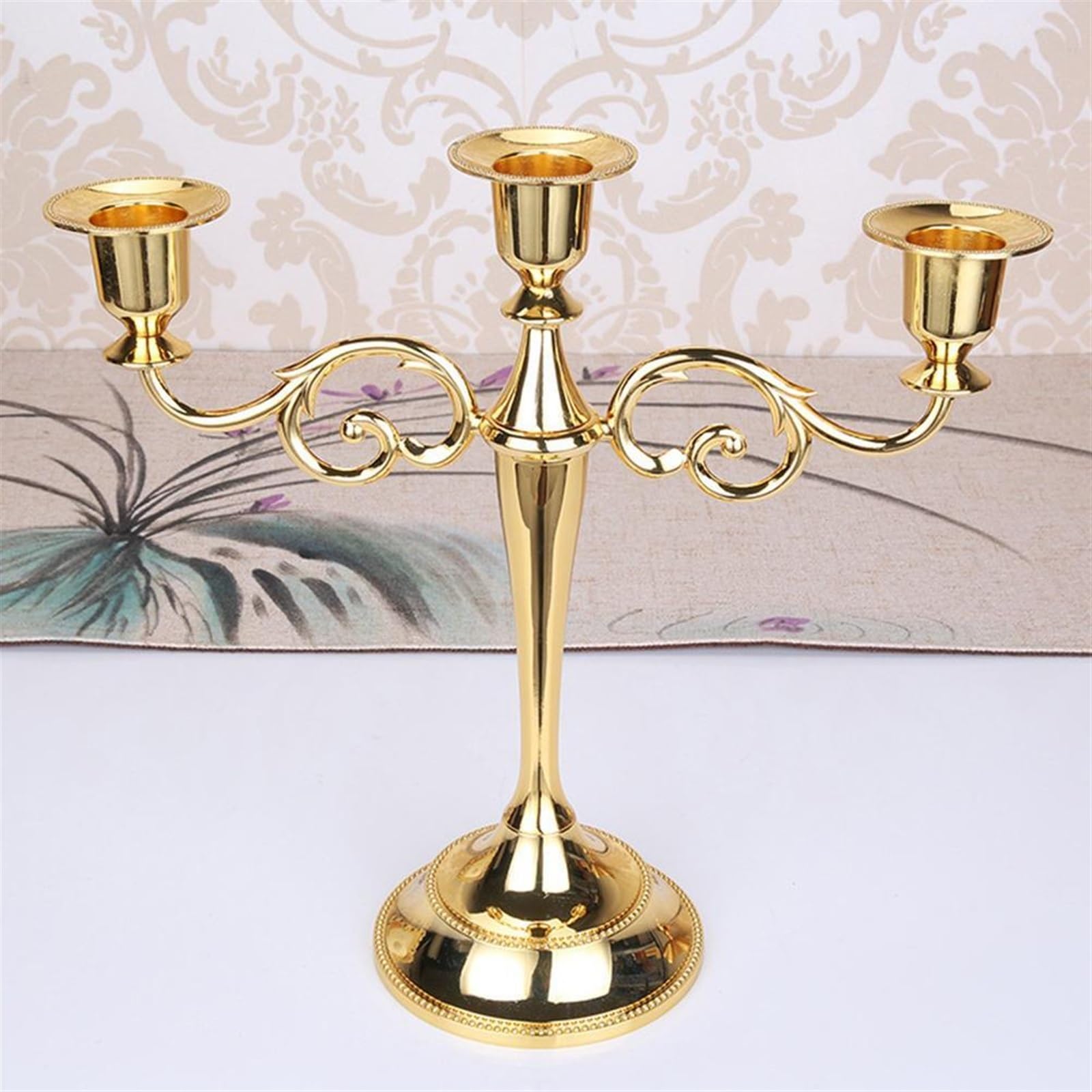 portavelas Navidad Candelabros Retro de Metal Mesa Cena romántica Decoración del hogar la Boda Candelabro(Silver 5 Head)