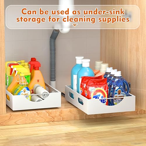 Miniatura 6 de Organizador de armario extraíble fijo con adhesivo, estantes de almacenamiento de cajones deslizantes  10.8 pulgadas de ancho x 15.15 pulgadas de