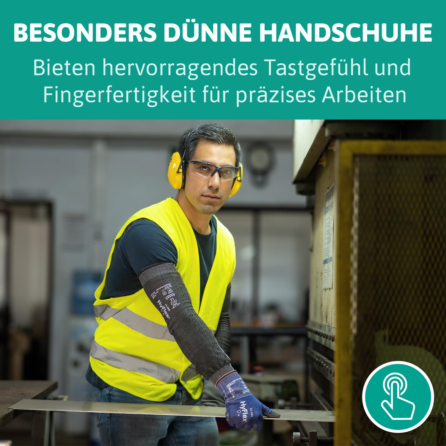 Ansell HyFlex 11-561 Schnittschutz-Handschuhe, Atmungsaktive Nitril-beschichtung, Höchste Weiterreißfestigkeit, Dünne Arbeitshandschuhe Herren Damen, Waschbare, Blau, Größe S (12 Paar)