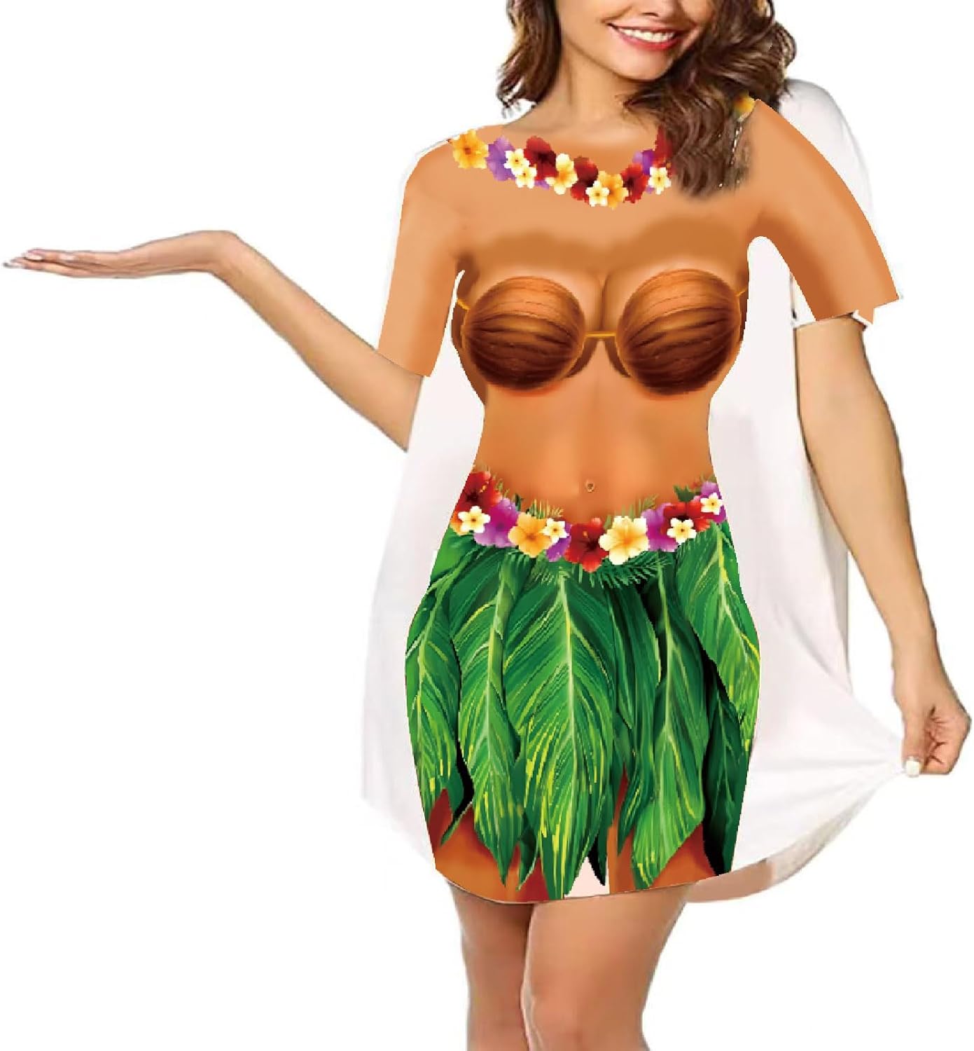 Women's Bikini Cover Up Dress Short Sleeve Beach Shirts Cute Print Baggy Bathing Suit T Shirt Fun Wear