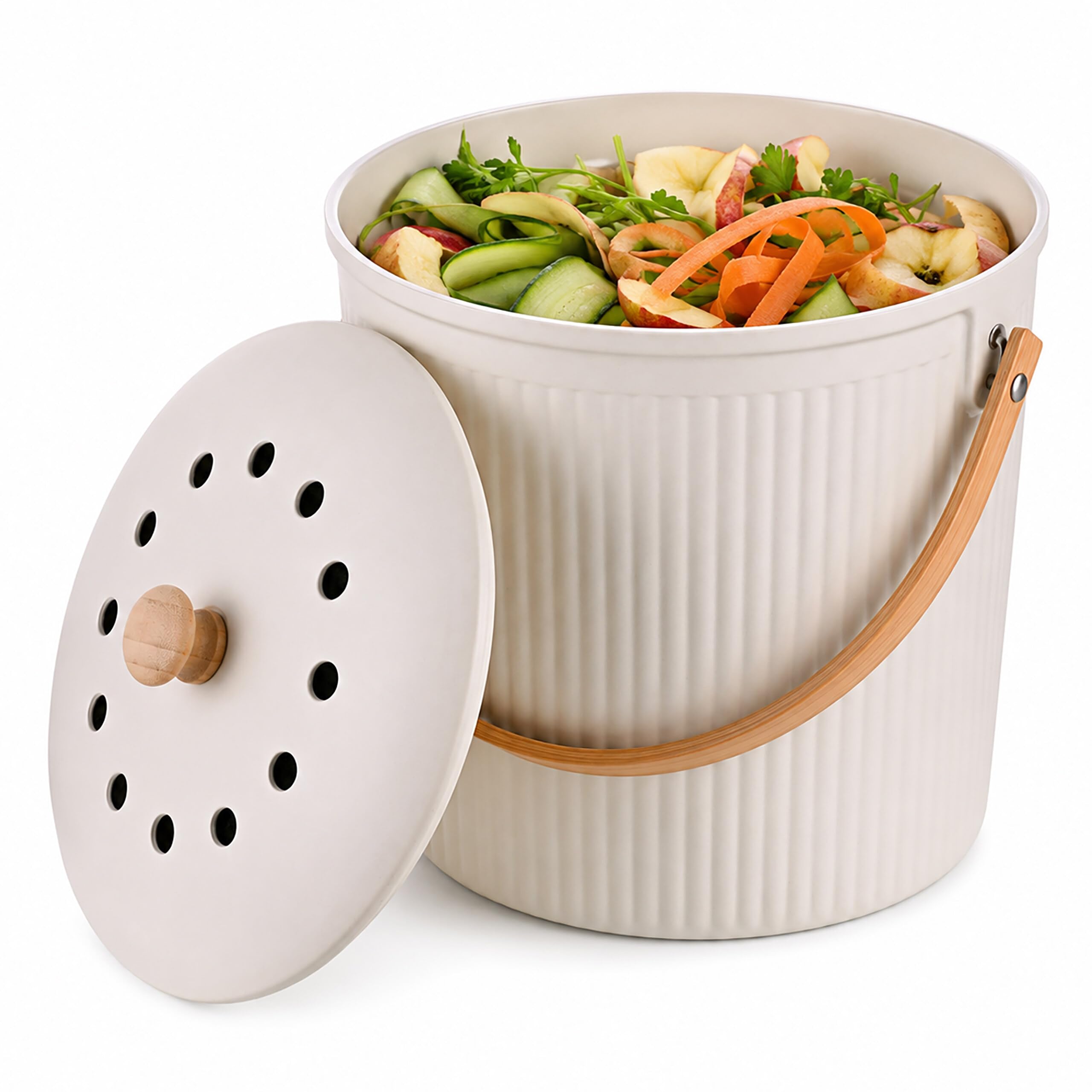 Cubo de compostaje Relaxdays de 5,6 L con tapa para residuos orgánicos de cocina