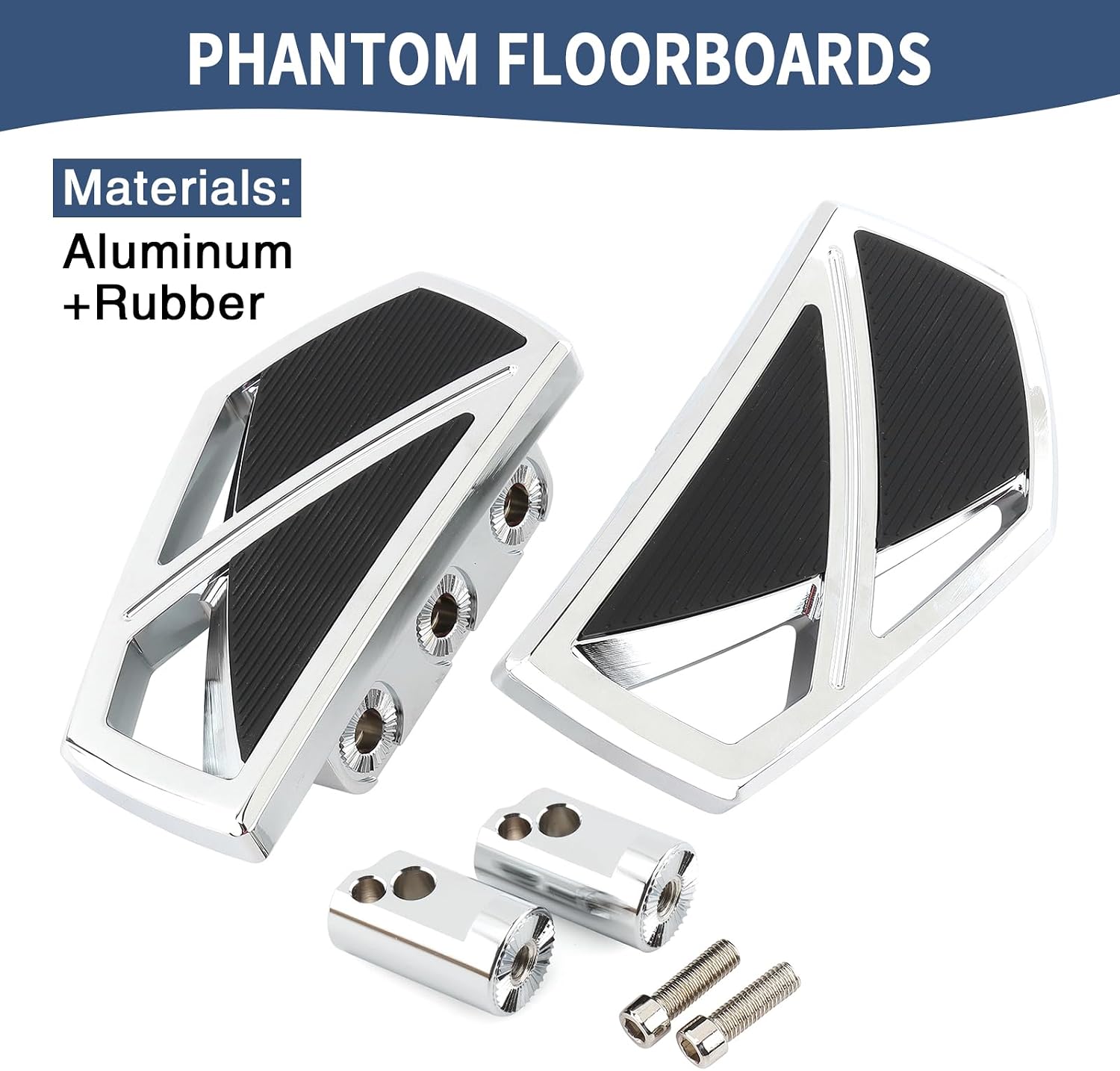 Motorcycle Floorboards Mini Phantom Rear Passenger Foot Pegs Fit for Harley 2018-2025 Softail Fat Boy FLSB Street Bob FXBB Breakout FXLRS Fat Bob Low Rider FXLR Softail Slim FLHSC 114 (Chrome)