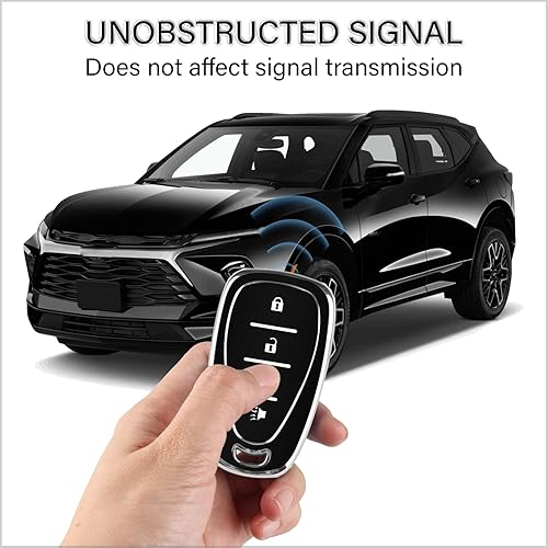 Miniatura 5 de QBUC Funda de llavero para Chevy con llavero con ribete plateado, funda de protección de TPU suave compatible con Chevy Equinox Malibu Camaro Cruze