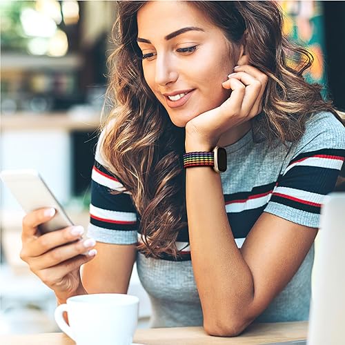 Vista 100 de Maledan Banda elástica trenzada compatible con Fitbit Sense/Versa 3/4 y Sense 2, correa elástica suave para reloj inteligente, accesorio