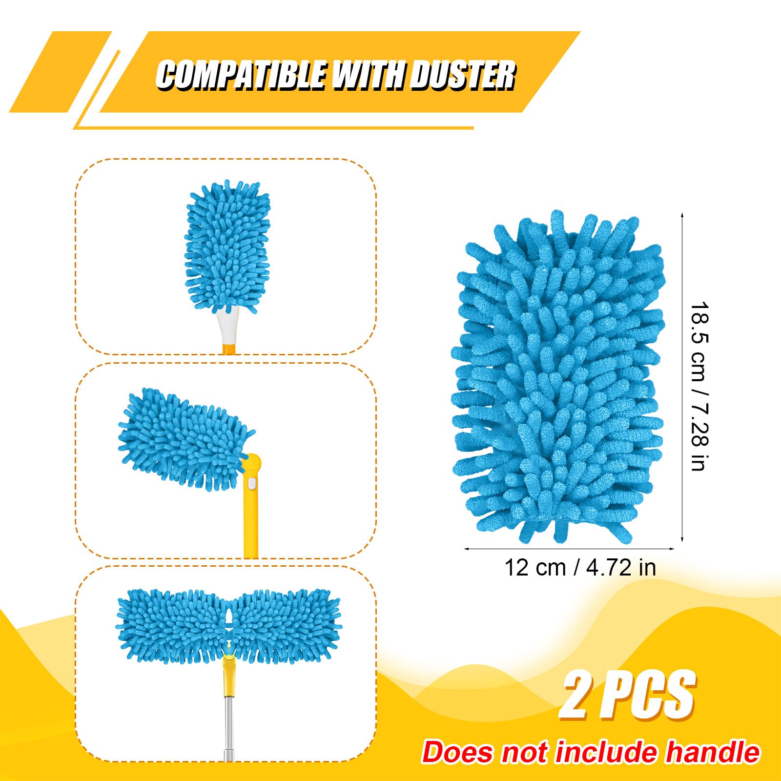 2pcs Duster Refills, Microfiber Dusters Heavy Duty Refills 360 Ceiling Fan Duster Replacements Reusable Hand Dusters for Cleaning (Blue)