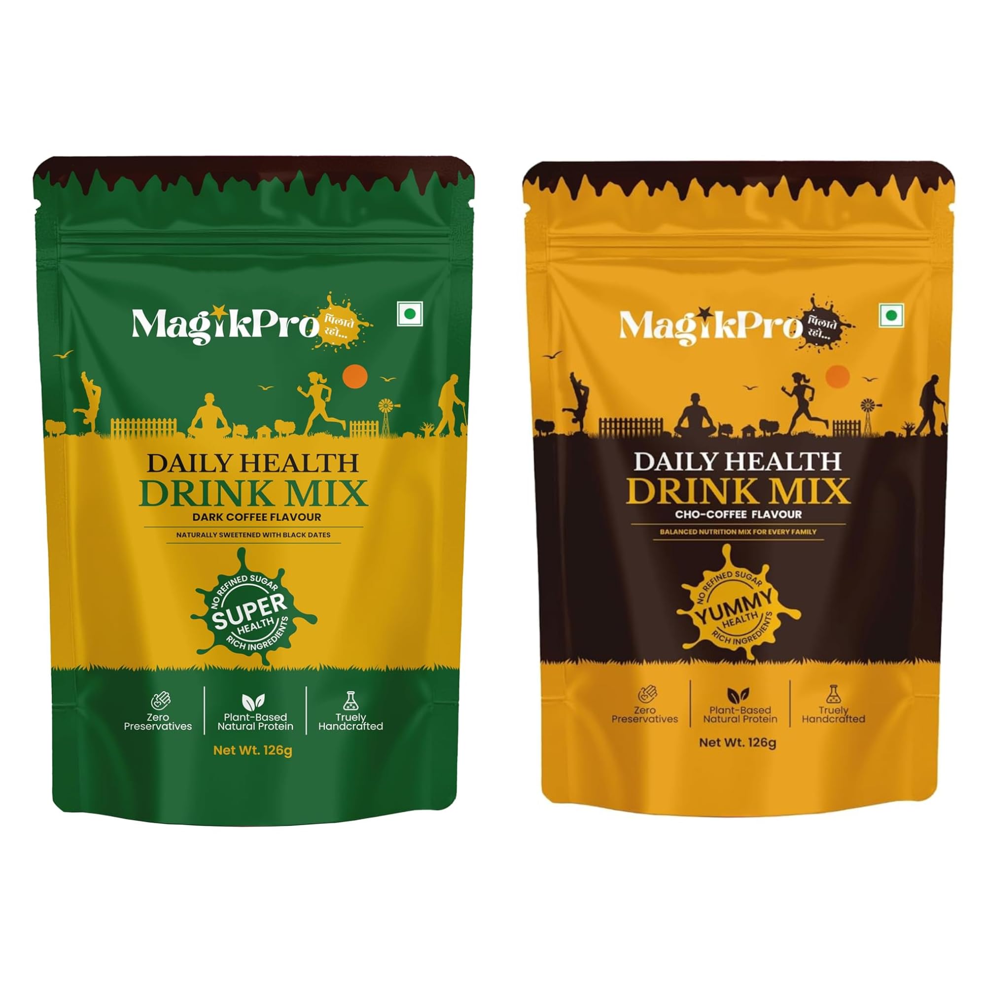 MagikPro Coffee Flavour Daily Nutrition Health Drink Mix Combo (126g x 2), No Refined Sugar, Sweetned with Jaggery & Dates Powder, Natural Protein Blend with Cocoa, Nuts, Makhana, Rajgira, Oats & Ragi, Natural Protein Energy Drink for Kids & Adults-image-32