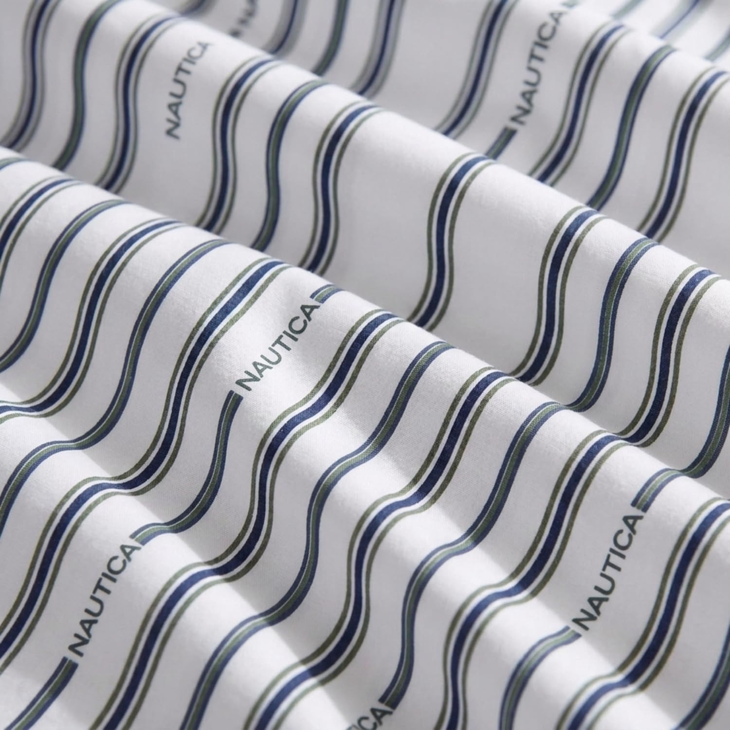 Nautica - Twin Size Sheet Set, Microfiber Bedding with Deep Pocket Fitted Sheet, Bed Sheets with Matching Pillowcase, Inline Green