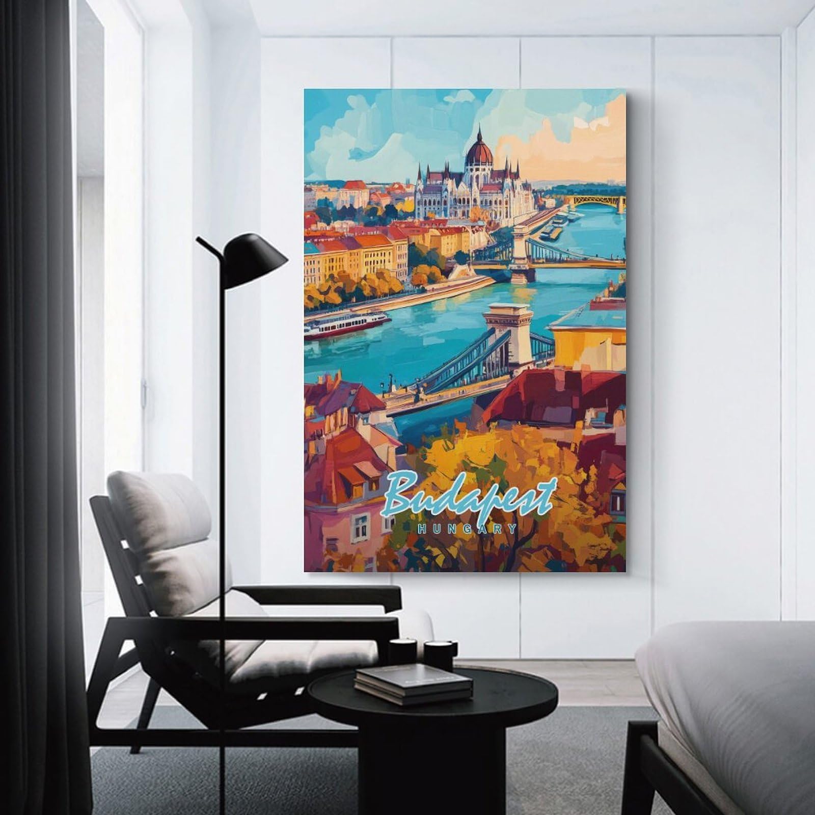 Junmoney Budapest Cityscape Home Decor Wall Art, 20x30inch(50x75cm), for Lounge, Bedroom Or Personal Spaces, Gift Idea for Housewarming And Birthdays