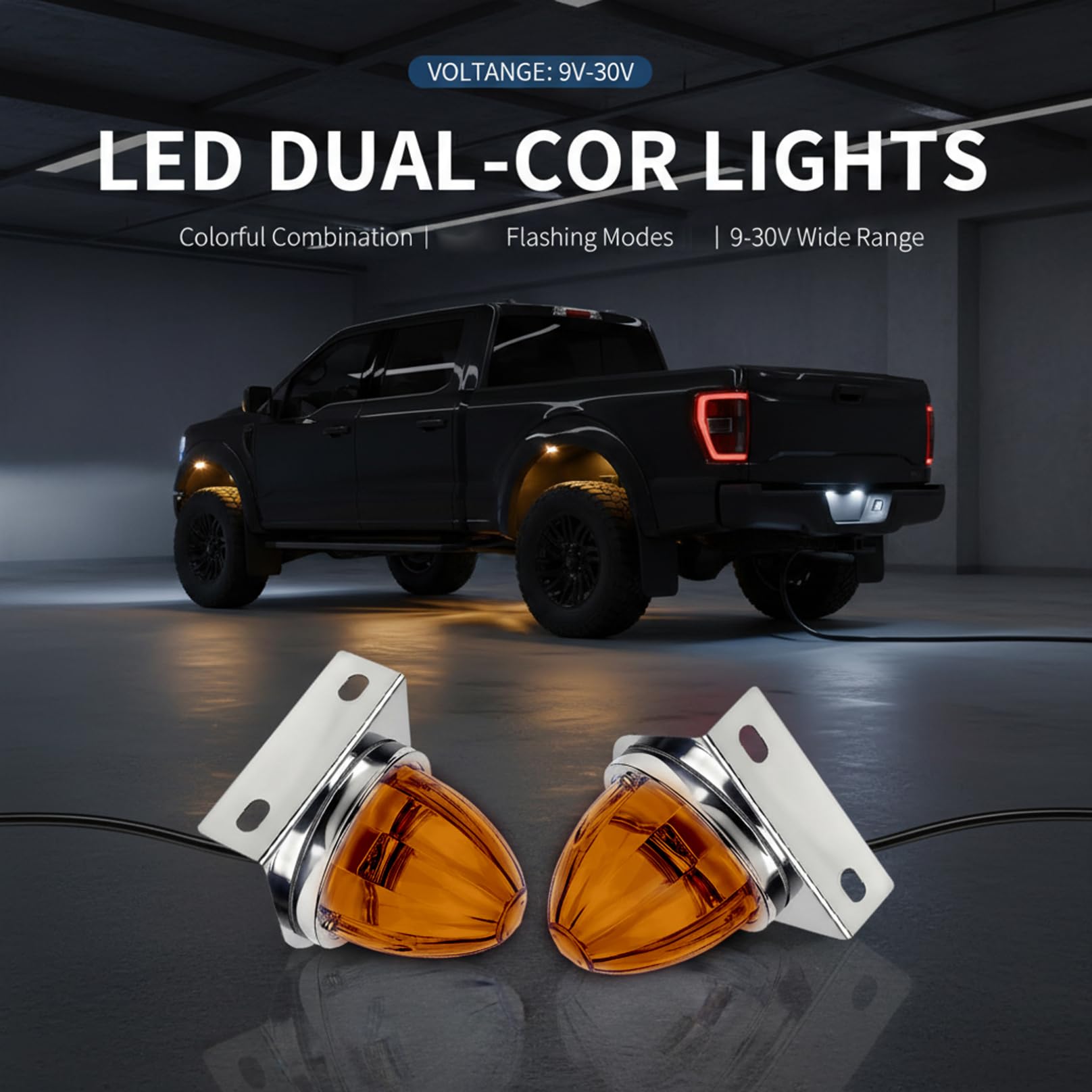 6 luces marcadoras de sandía, luces LED impermeables con soporte, luz lateral de cristal para camión, iluminación auxiliar para semi, remolque, RV (amarillo)