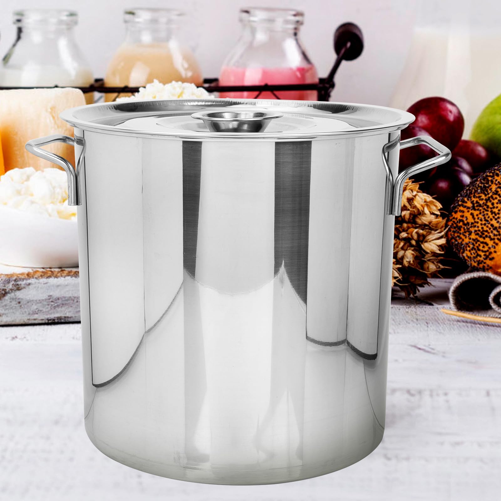 Pentola in Acciaio Inox per Cucina Manici, Design Lucido e Liscio, Pentola Grande per Zuppa e Bollitura, per Preparare Gamberi e Zuppe